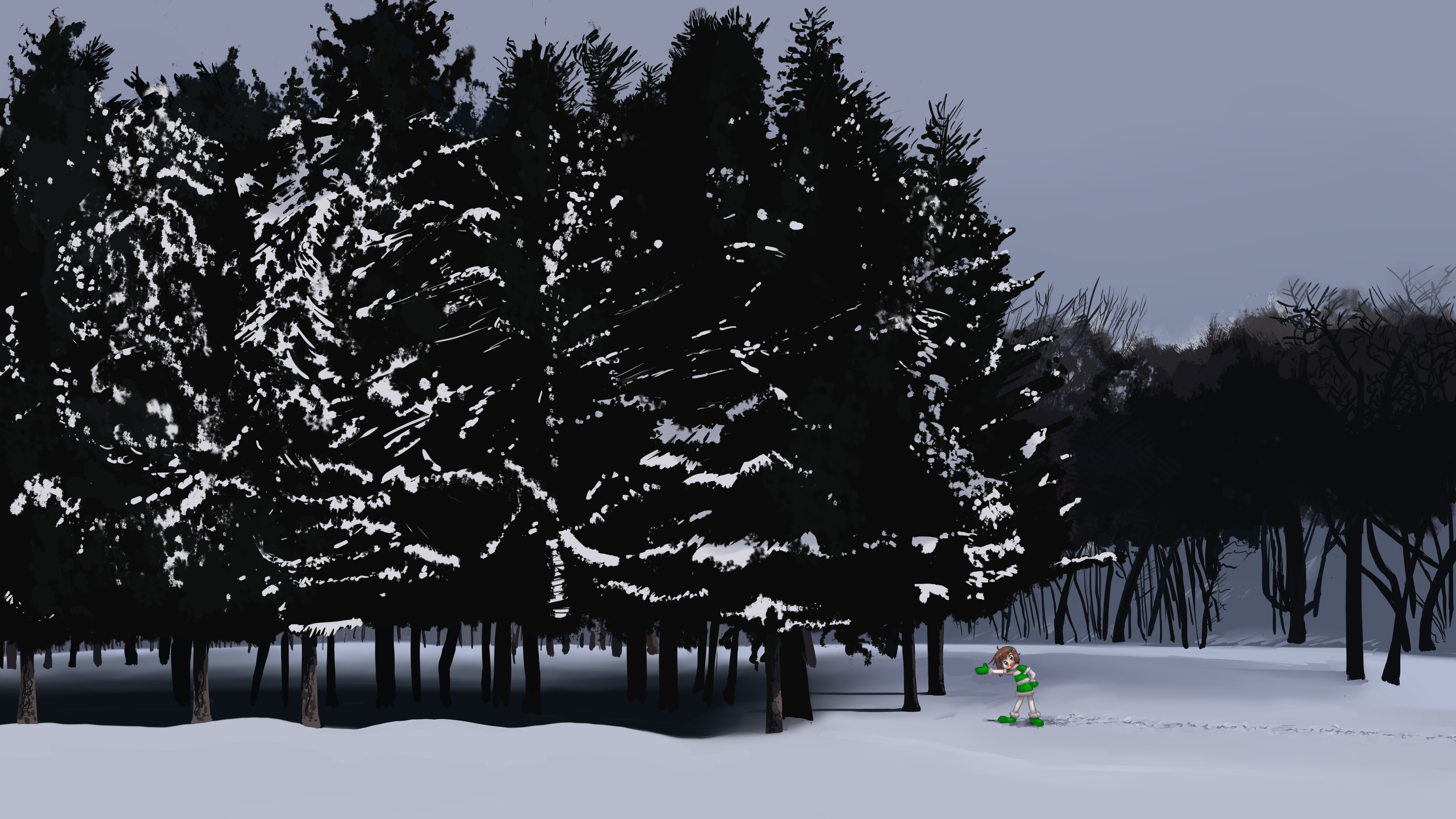 Lily by da snow trees