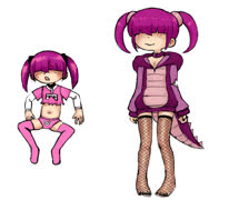 Kaijugoreler (kaijuu monster panties blush girl freckles fishnets hoodie concept monsuko)
