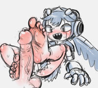 Birdfeet (bird_the_robot feet footjob robot bird toes blush penis)