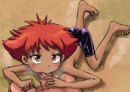 Ed bj thimgy (edward_(cowboy_bebop) cowboy_bebop fellatio penis tongue topless dark_skin spats feet toes)