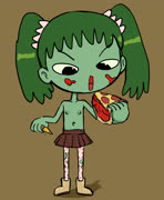 Ghrhg (green_hair green_skin nipples pizza)