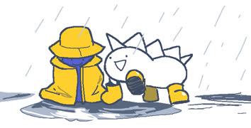 Spikedog and blanket in the rain (rain weather meme spikedog blanket cute cool raincoat boots 4chan [s4s])