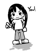 You girl (girl cute point aggie monochrome chibi doodle reaction)