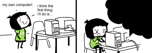 Simple computer comic (blank comic computer girl cute doodle ms_paint meme template)