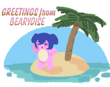 BEARY ISLAND (beary beary_pink island tropical vacation cute cool beach sketchpad 4chan)