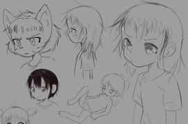 Sketch sheet (girl panties topless sketch furry tears loli)
