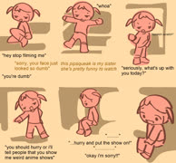 Watching shows (imouto cute girl pink anime meme doodle comic 4chan sketchbook)