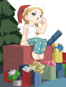 Christmas girl (christmas girl sitting cool cute presents sketchbook tree scene scenery)