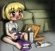 Satokogamer (satoko_houjou higurashi_no_naku_koro_ni gamecube feet pizza nintendo mario)