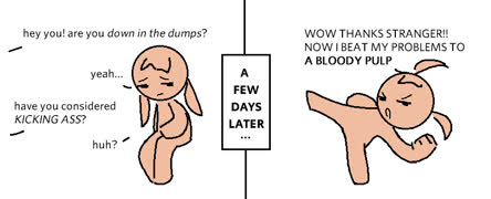 Kick butt (style simple cute girl comic doodle ms_paint)