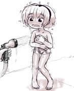 DOG BATH (girl satoko_houjou higurashi_no_naku_koro_ni towel wet blush)
