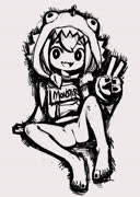 Pikamee peace (pikamee voms feet toes pussy monochrome girl vtuber)