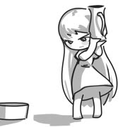Sylvie water (monochrome girl cute servant vase sketchbook)