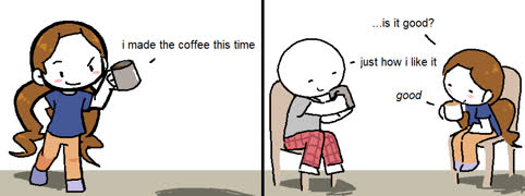 Coffee comic (comic coffee cute peaceful doodle girl sit sitting)