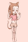 Zukicademeg (cat_ears cat_tail hazuki_fujiwara thong skirt transparent_clothes blush ojamajo_doremi)