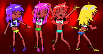 Ravers (4girls dancing panties hoola-hoop blush)