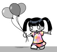 Monoko (monoko yume_nikki cute girl balloons monochrome ms_paint)