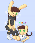 Popn mimi nyami (mimi_(pop'n_music) nyami_(pop'n_music) pop'n_music futanari creampie pussy penis cum)