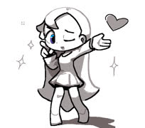 Kiss pose (girl cute idol kiss pose monochrome style chibi ms_paint)