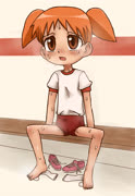 Chiyosweat (mihama_chiyo feet sweat toes shoes azumanga_daioh steam blush girl socks barefoot bloomers)