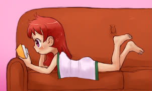 Reader (reading couch feet book girl lulula towel laying)