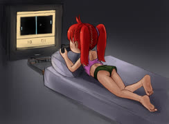 Gamingbutt (atari atari_2600 feet soles girl ass shorts lulula laying)