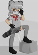 Canopi  comm (girl loli raccoon pee peeing glasses)