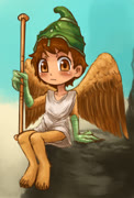 Gryphonboyy (gryphon boy shota sitting paws bird wings helmet)
