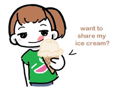 Tasty treat (shirt_girl ice_cream dessert cute offer eating ms_paint girl)