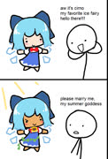 Cirno comic (touhou cirno tan comic doodle ms_paint cute girl fairy)