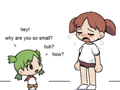 Chiyo cham (yotsuba yotsubato mihama_chiyo azumanga_daioh bloomers pe_uniform crying funny girl girls 2girls cute ms_paint)