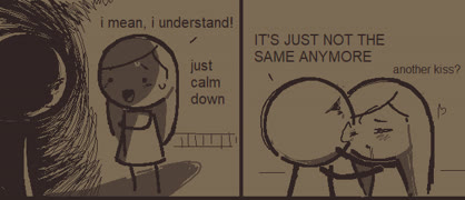 Memories 2 comic (doodle comic funny ms_paint monochrome girl kiss)