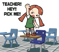 Hand raiser (girl school cute uniform standing desk 3d lowpoly ms_paint blockbench twintails)