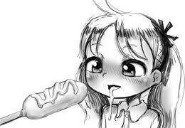 Curndog (corndog girl drool food)