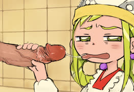 Tastes horrible (asuka_momoko penis saliva blush)