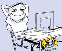 under the table (meme edit sex girl bondage stick-chan smug)