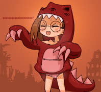 Hazugaoooo (kaijuu hazuki_fujiwara girl blush panties sweat destruction)