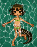 Salamanderincmecocsochs (water salamander madeline tail partially_submerged feet)