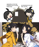 Fire sister comic (araragi_karen araragi_tsukihi fire_sisters monogatari comic cute ms_paint)