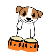 Dog on bongo lole (animal dog cute bongos meme ms_paint)