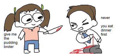 Dont let evil win (cute violence comic ms_paint doodle girl pudding)