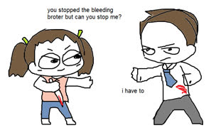 Fight starts (cute violence comic ms_paint doodle girl pudding fight)