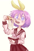 Tsukasa consumes pizza (hiiragi_tsukasa pizza lucky_star)