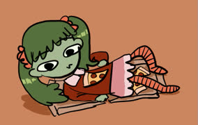 Pikkssshga (green_skin green_hair pizza)