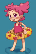 Popfloaties (pop_harukaze innertube feet blush swimsuit ojamajo_doremi)