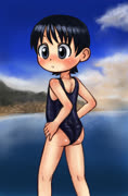 Miuraocean (miura_hayasaka ass school_swimsuit ocean scenery yotsubato)