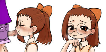 Zukisucc (ojamajo_doremi doremi doremi_harukaze hazuki_fujiwara cum penis futanari blush tears sweat fellatio glasses)